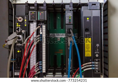 PLC Programmable logic controller box. or SCADA : Supervisory Control and Data Acquisition. Royalty-Free Stock Photo #773254231