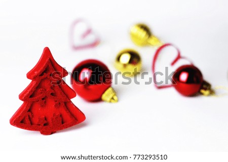 red christmas decor tree wood on a white