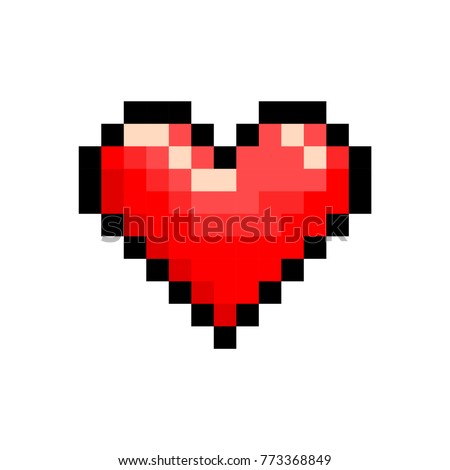 Pixel Art Heart. Vector Love Symbol. Valentine's Day. 8 Bit Icon
