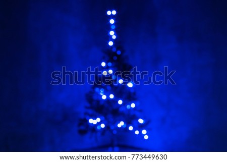 Christmas tree blue blurred