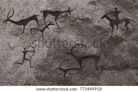 a hunting scene painted in a cave