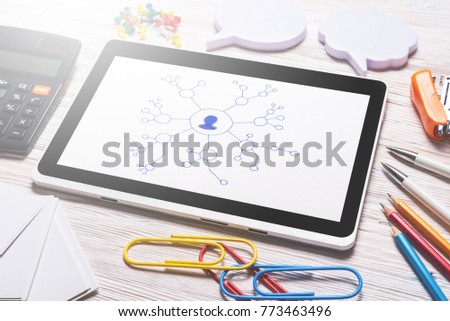 social media symbol in digital tablet