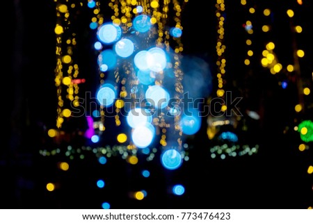 Beautiful yelow blue led light bokeh blur background