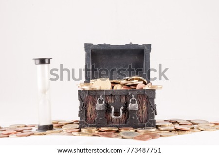 Picture of a Business Money Concept Idea, Treasure Trunk and Money