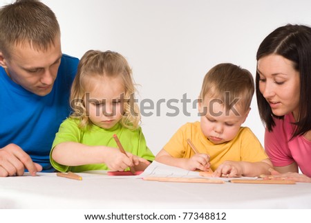 nice family drawing on the table