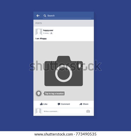 Mockup of social network photo frame inspired by Facebook and other social resources. Modern design. Vector illustration. EPS10.