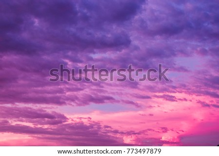 Violet purple sky cloud beautiful nature  texture abstract background. Color of the year 2018 ultra violet pantone. 