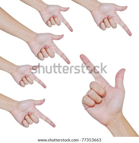 Hand pointing two directions isolated , Teamwork concept