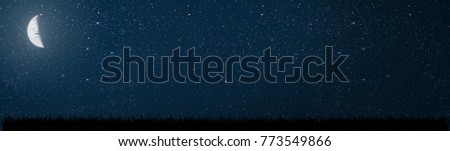 background night sky with stars. grass. Elements of this image furnished by NASA