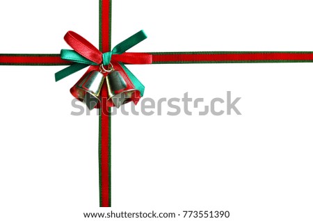 gift ribbon red and green color , decoration on background, gift concept