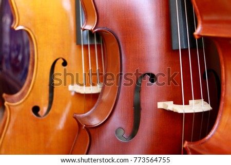 close-up image of a violin in a shop stock photo