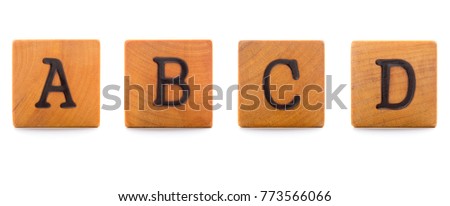Wooden letters on a white background
