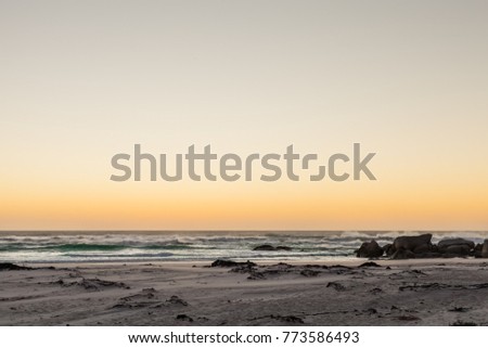 Wind blowing on waves; Silhouettes and reflections at sunset; Beach at sunset; Big waves; Summer holiday