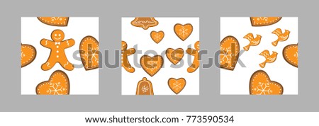 Christmas Gingerbread Seamless Pattern. Vector illustration. Cute background for wallpaper, gift paper, pattern fills, textile, greetings cards