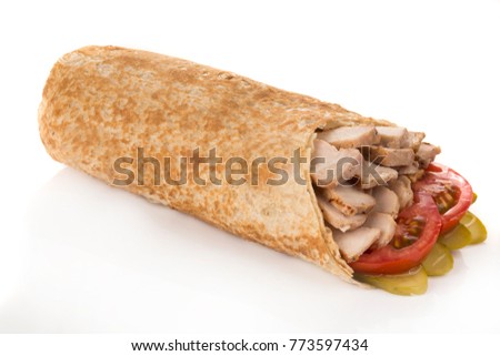 Shawarma with chicken and tomatoes