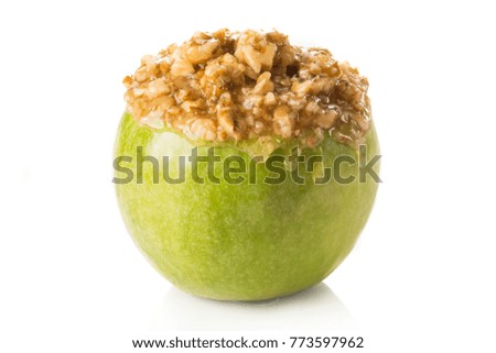 Green apple with nuts and honey