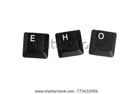 Black computer keyboard buttons isolated on white background