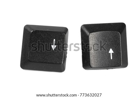Black computer keyboard buttons isolated on white background