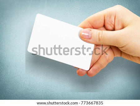 Hand hold white card