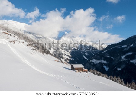 Hut in snow
