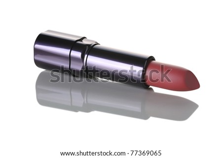 Rose lipstick isolated on white background