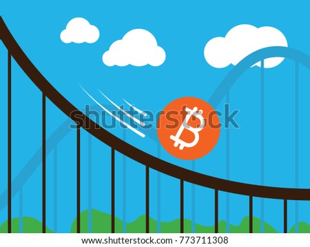 bitcoin coin on roller-coaster