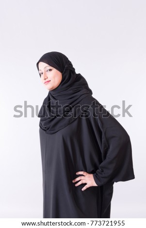 Beautifule Arab woman in Hijab with white background