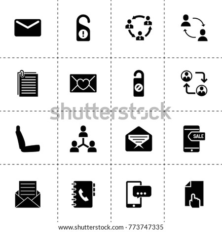 Message icons. vector collection filled message icons. includes symbols such as communication, mail, chair, do not disturb, paper. use for web, mobile and ui design.
