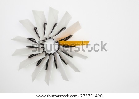 Propeller of white  and color envelopes on the white table