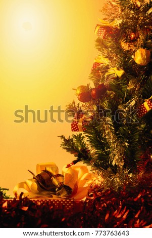 Christmas tree background and sunset light