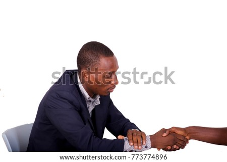 Business handshake. Business concept two businessmen shaking hands on white background.