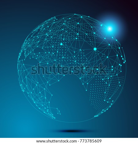 point and line composed world map,representing the global,Global network connection,international meaning.	 Royalty-Free Stock Photo #773785609