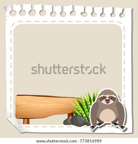 Paper template with cute sloth illustration