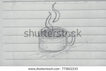 Coffee cup drawing, Sketch