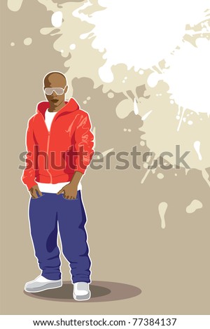 vector urban poster (man on light background)