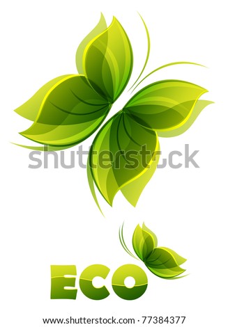 Eco logo - two  green butterflies