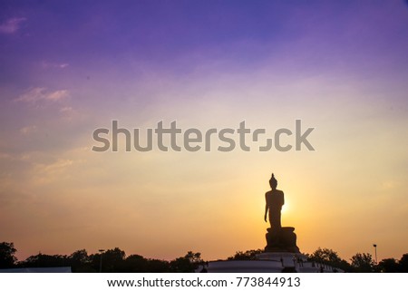 15.87 m (52 ft) high Buddha statue at Phutthamonthon (Buddha Monthon), Bangkok, Thailand