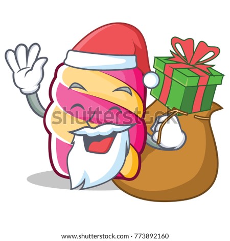 Santa with gift marshmallow character cartoon style