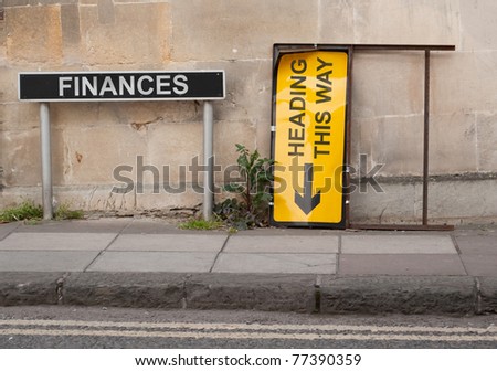 Financial concept involving British signage words