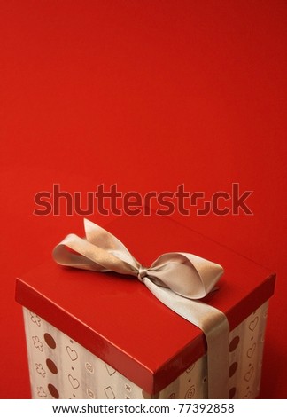 gift box in red background