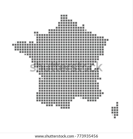 Pixel map of France. Vector dotted map of France isolated on white background. France map page symbol for your web site design map logo, app, ui, Travel vector eps10 