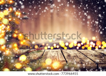 Desk of free space and christmas time background 