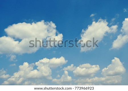 Bright cloud on beautiful blue sky,Fluffy clouds formations