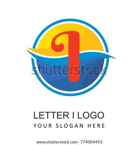 travel beach logo with letter i