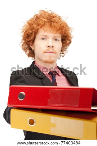 bright picture of handsome man with folders