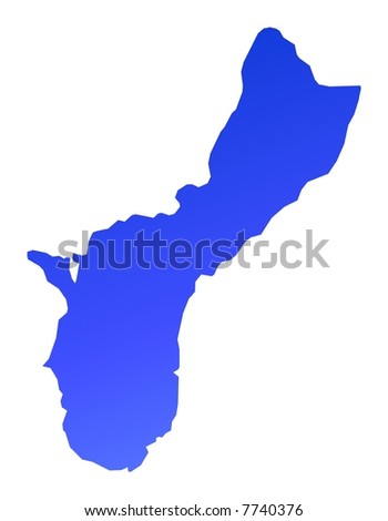Blue gradient Guam map. Detailed, Mercator projection.