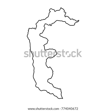 Azad Kashmir map of black contour curves on white background of vector illustration