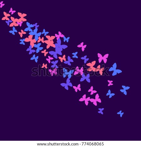 Vector Confetti Background Pattern. Element of design. Colorful butterflies on a purple background