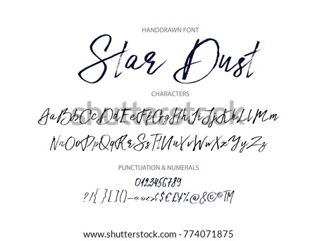 Star dust. Handdrawn calligraphic vector font. Distress grunge texture. Modern calligraphy. Royalty-Free Stock Photo #774071875