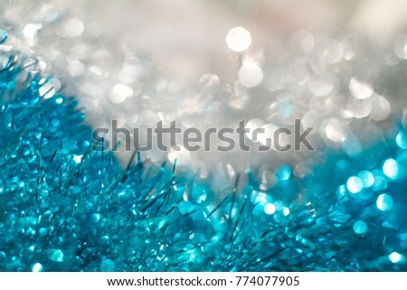 Christmas blue white color backgrounds photo. Blurred lights amazing happy party style defocused new year decoration.